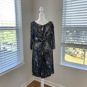 Evan-Picone Petite Animal Print Dress Women's Size 14P Career Church